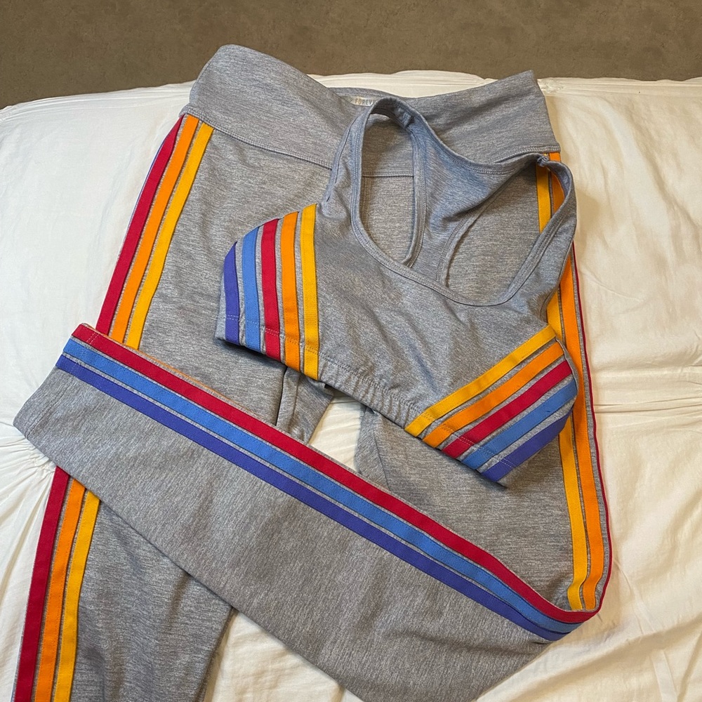 forever 21 rainbow workout set aviator nation
